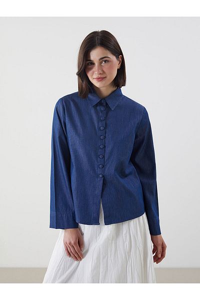 LC Waikiki Shirt Collar Women's Jean Tunic