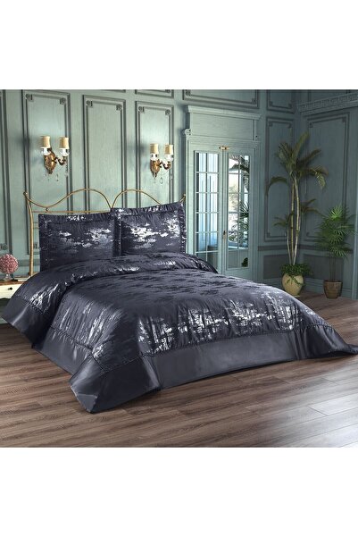 Solinas Collection Elegante Valeria Antrasit - Gümüş - Lacivert Çift Kişilik Çeyizlik Yatak Örtüsü