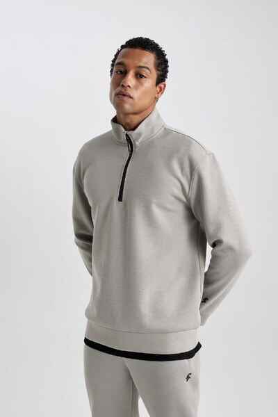 DeFacto Fit Standard Fit Stojánek Límec na zip Skuba Diver Fabric Sportser Basic Plain Mikina C0481ax23w