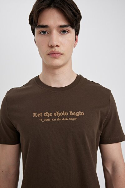 DeFacto Slim Fit Slim Fit Crew Neck Printed Short Sleeve T-Shirt C2085Ax24Sm