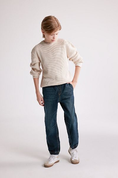 DeFacto Boy's Crew Neck Basic Plain Knitwear Sweater C2270A824Wn