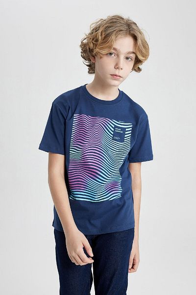 DeFacto Boy's Crew Neck Printed Short Sleeve T-Shirt C1917A824SM