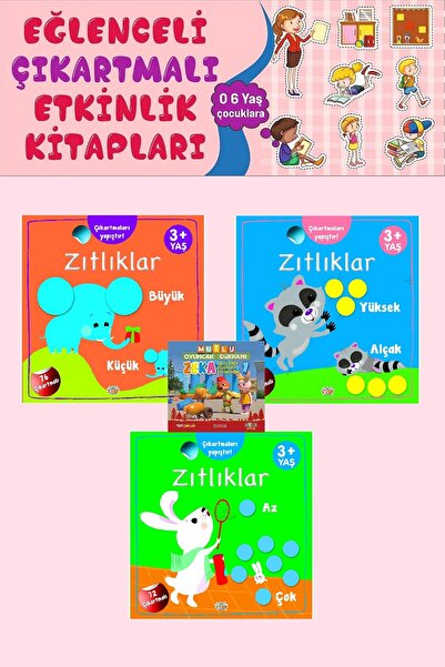 0-6 Yaş Yayınları 3+ My Book of Opposites Set (3 Books)- 72 Stickers