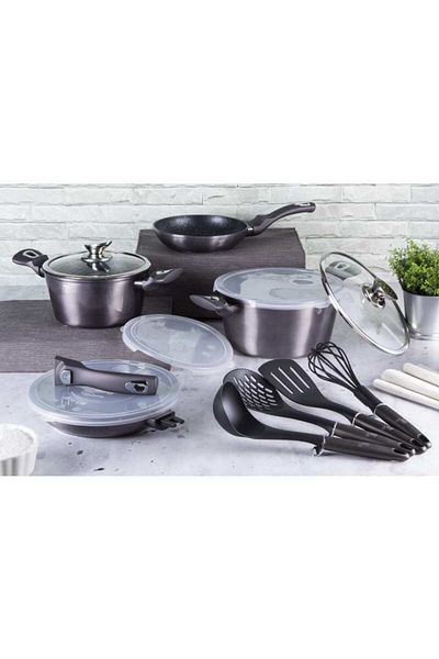 Berlinger Carbon PRO Line 13-piece marble-top cookware set