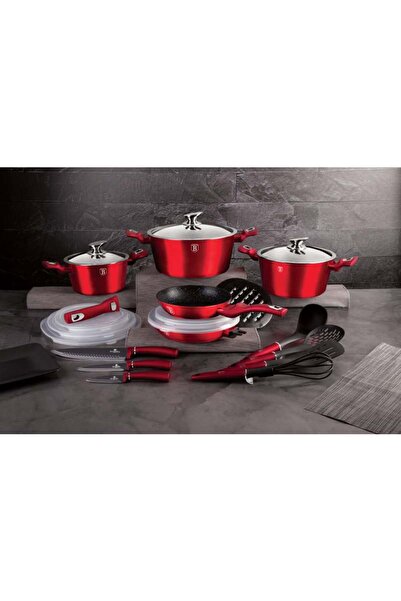 Berlinger Haus Sada nádobí s mramorovým povrchem 22 ks Burgundy Metallic Line