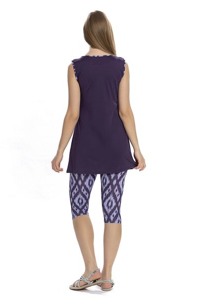 hazelin Women's Purple Sleeveless Semi-Covered Tights Swimsuit Hzl25S-Ar3151/23