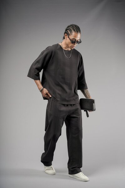 Butik Trend Biz Linen Fabric Oversize Mold Bottom Top Set