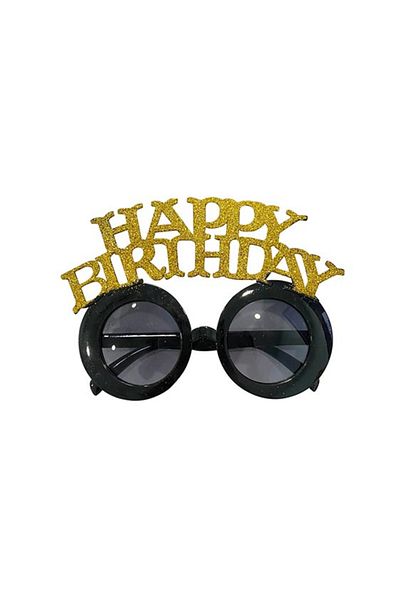 BalonEvi Black Frame Silvery Gold Happy Birthday Written Glasses/Birthday/Special Occasions/Gift