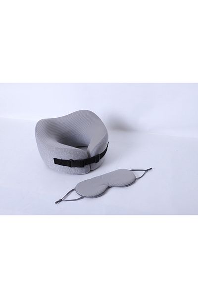 Alhabib bedding Nadaf Neck Pillow with Eye Mask, Gray