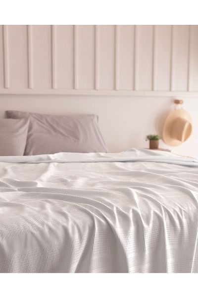 Madame Coco Mathilda King Size 100% bumbac Karde Plain Pique - Albastru deschis