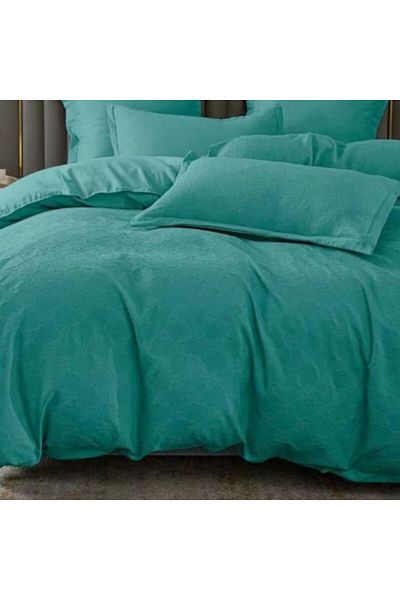 Pucioasa Baroque nature double bed linen with elastic, 6 pieces, polycotton, Turquoise
