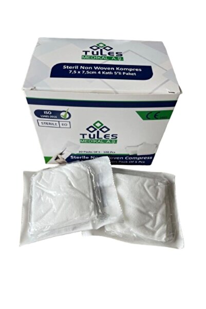 tules Steril Non Woven Kompres Spanç 7,5 X 7,5cm 4 Katlı 5 'li 20 Paket-(100 adet)