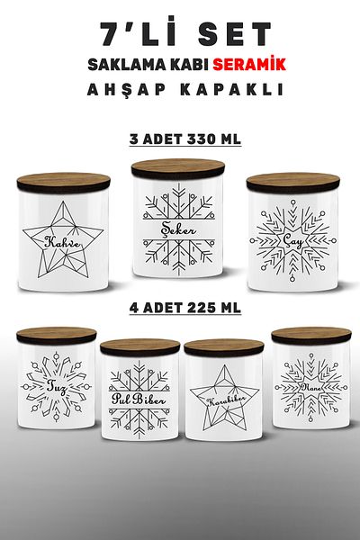 Bytwo Salt-Black Pepper-Tea Sugar Coffee Mint Set 7 Pieces Storage Container