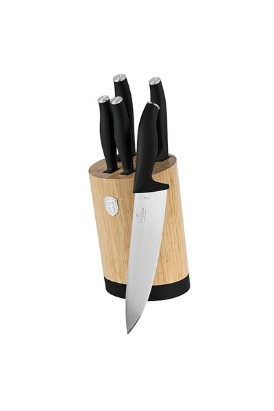 Berlinger Haus Knife set with BAMBOO stand 6 pcs Matte Black Collection
