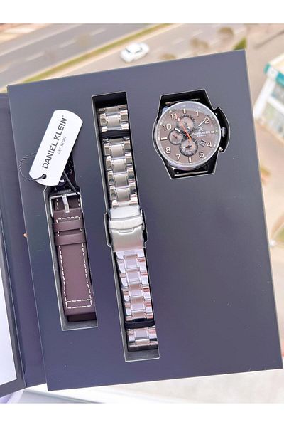 Daniel Klein Steel & Leather Band Active 3 Atm Men's Wristwatch Bck.10737.K4