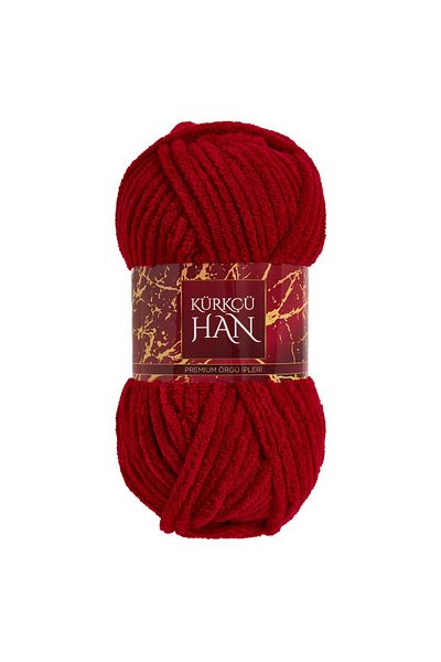 Kürkçü Han Luxury Velvet 100Gr 60m Hand Knitting Yarn Dark Red