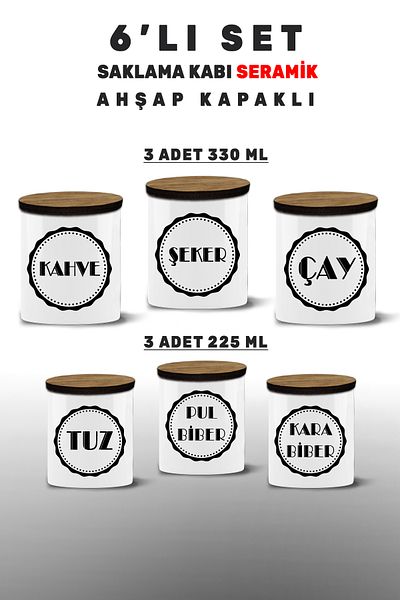 Bytwo Salt - Pepper - Flaked Pepper - Tea - Sugar - Coffee - Spice Set - 6 Storage Containers - 6Mdl5