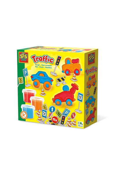 SES Creative Creative set for children with plasticine and traffic signs