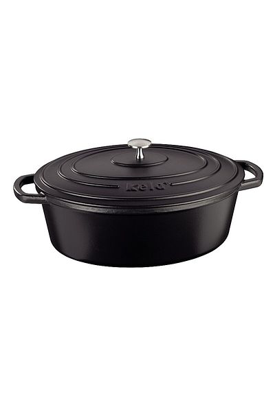 KELA Keck Lang Cast iron baking tray with lid CALIDO 33x26 cm black
