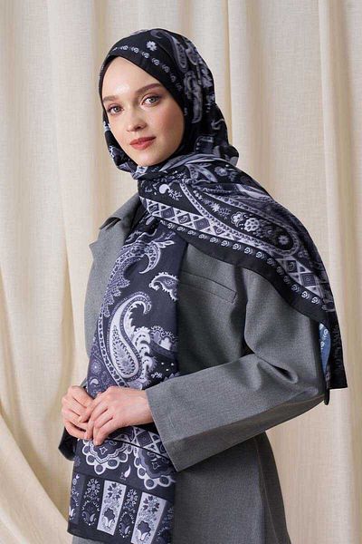 Madame Polo Ιστορικό σάλι Hesperian Motif σε μαύρο