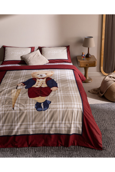 Madame Coco Thizay Ayı Tek Kişilik %100 Pamuk Ranforce Baskılı Nevresim Takım...