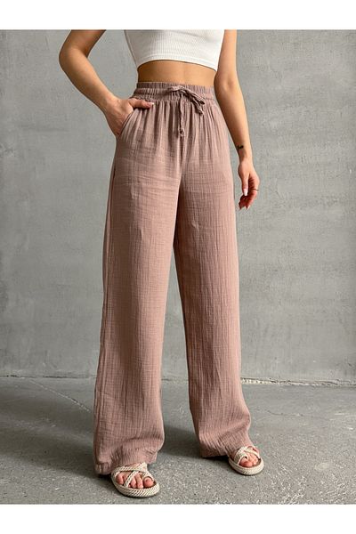 BEJNA Damen Palazzo-Hose aus Musselin in Dusty Rose
