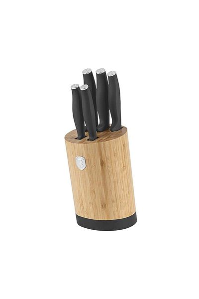 Alpina Knife set with holder BAMBOO 6 pcs Anthracite Collection