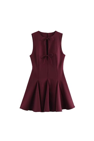 Sila The Best Burgundy Zr Model Summer Dress with Ribbon Detail