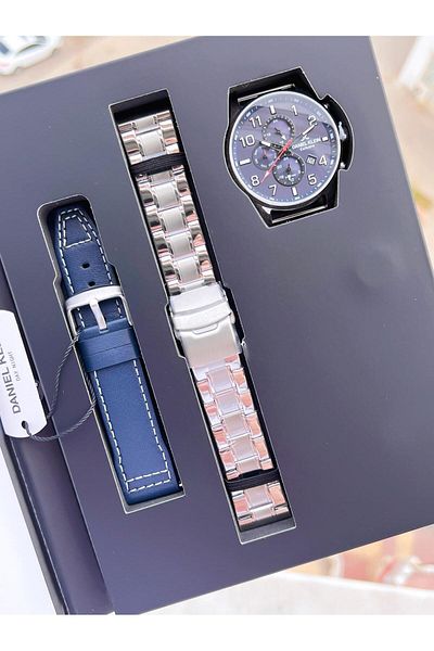 Daniel Klein Steel Cord & Leather Band Inner Functions Active 3 Atm Men Wristwatch
