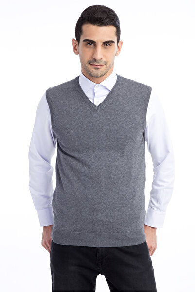 Kiğılı Cotton Sweater - V-Neck, Slim Fit, Slim Fit