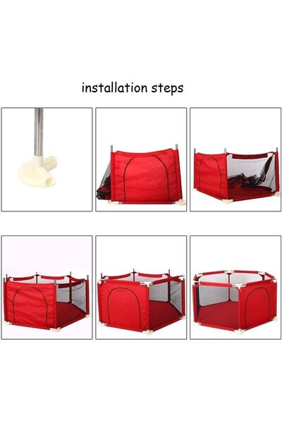Yelajoy Kids Playpen, with Breathable Grid,Crawling Safety Protection,for Indoors Outdoors and Parks,Red