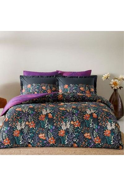 Taç 6-piece satin double bed linen, TaçDELUX Digital, Beer