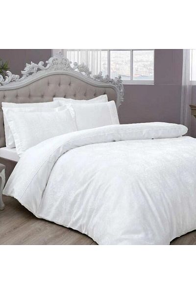 Taç Lenjerie pat jacquard, satin de lux, Taç, Diana alb