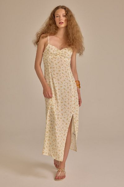 DeFacto Midikleid mit Blumenmuster und Herzkragen - Trägerkleid, Maroken C0960ax24sm
