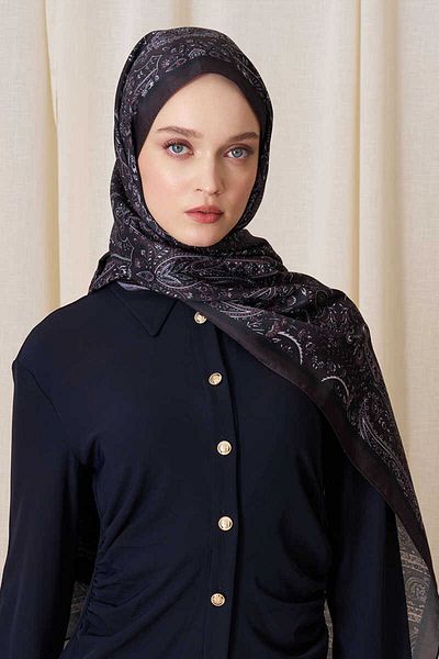 Madame Polo Σάλι Kübra Kuş Historical Veloria Pattern - Bitter Brown