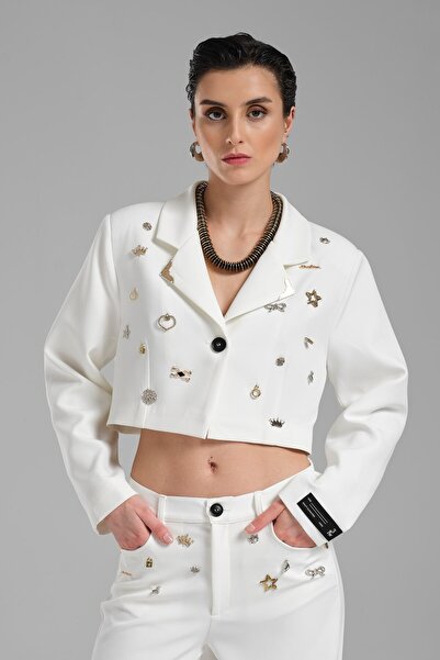 tw3 Жіночий аксесуар детальний дизайн піджак піджак кроп