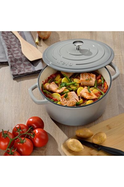 KELA Keck Lang Cast iron baking tray with lid CALIDO 26 cm gray