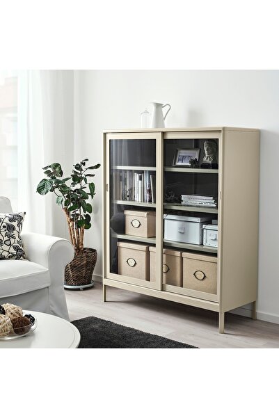 IKEA KVARNVIK Storage box with lid, beige, 32 x 35 x 32 cm