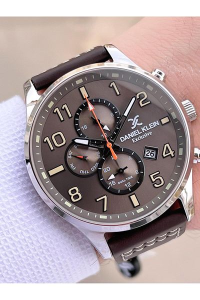 Daniel Klein Steel & Leather Band Active 3 Atm Men's Wristwatch Bck.10737.K4