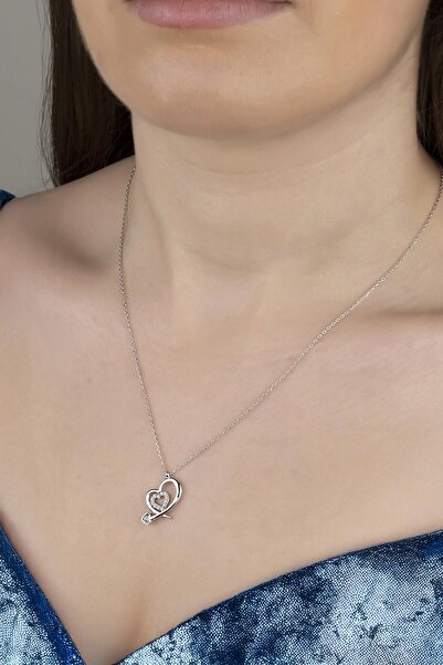 Swarovski Union Zirconia Kadın Kalp Montür Gümüş Kolye