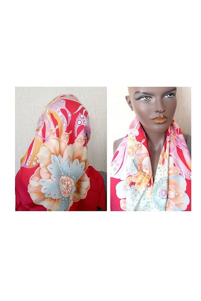Sia Italian Brand Silk Scarf, Foulard, Shawl 86X88Cm