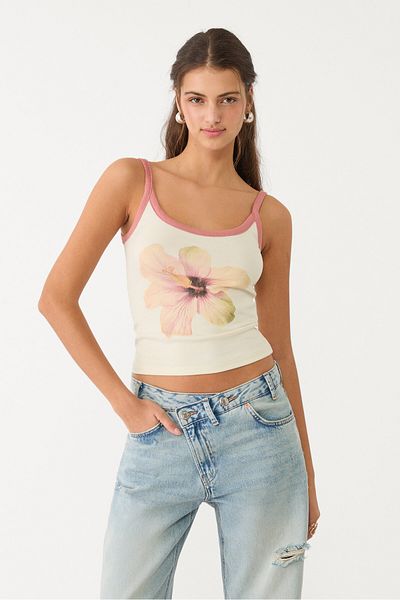 Stradivarius Hibiscus strappy T-shirt