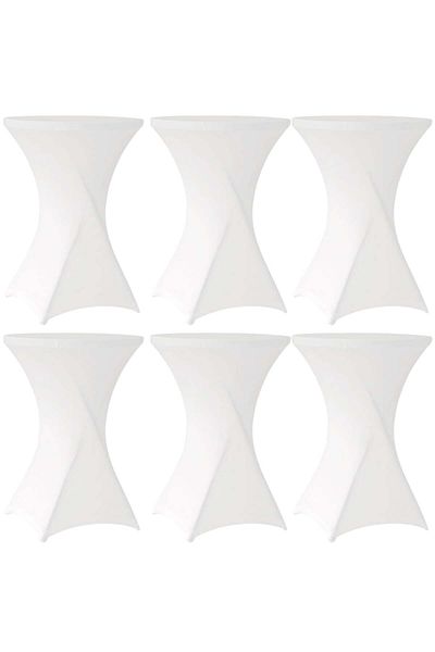 Quasar & Co. Set 6 huse masa evenimente,Quasar & Co.®,elastice,pentru masa cocktail,d75-85cm,h110-120cm,alb
