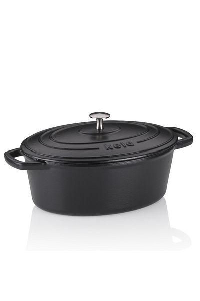 KELA Keck Lang Cast iron baking tray with lid CALIDO 29x23x11cm black