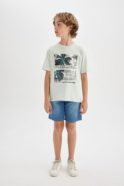 DeFacto Tricou cu mânecă scurtă imprimat cu decolteu turn pentru băiat C3329a824sm