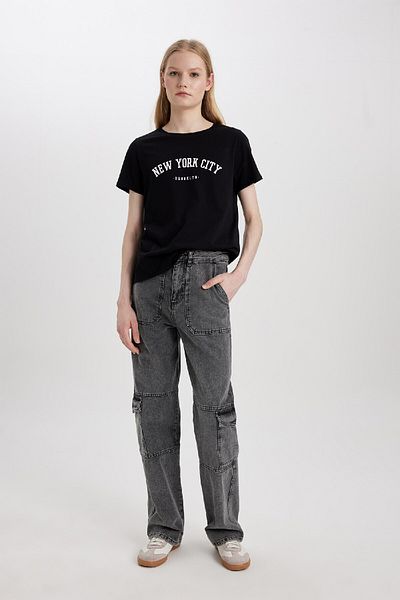 DeFacto Regular Fit Crew Neck Printed Short Sleeve T-Shirt C2581ax24sm