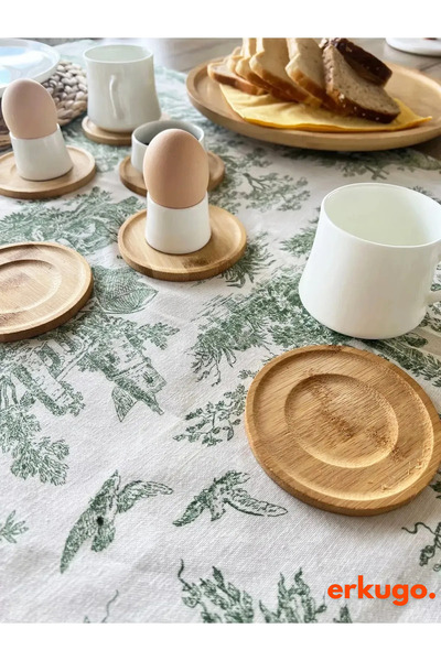 ERKUGO 6 Adet Yuvarlak Bambu Altlık, Bardak Altlığı, Fincan Tabağı, Çay Tabağı