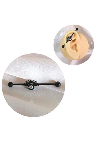 Bylin Cerrahi Çelik Siyah Böcek Köprü Piercing- Bar Uzunluğu 38 Mm- 1 Adet