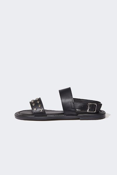 DeFacto Women's Double Strap Flat Sole Faux Leather Sandals C3731Ax24Hs
