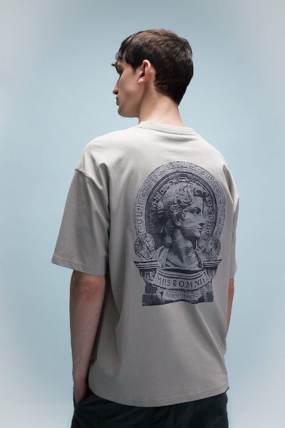 DeFacto Oversize Wide Fit Crew λαιμόκοψη εμπριμέ κοντομάνικο μπλουζάκι C3626ax24sp